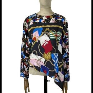 Sandro silk flag printed blouse